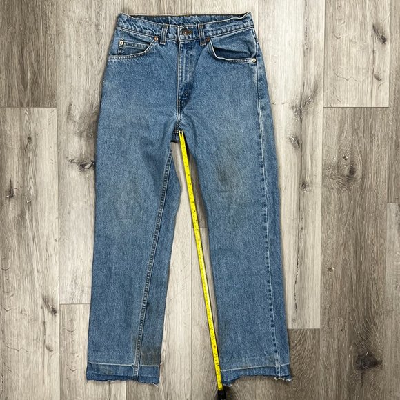 Levi's Orange Tab Size 30 Bottom Cut Off Blue Denim Jeans - Picture 6 of 9